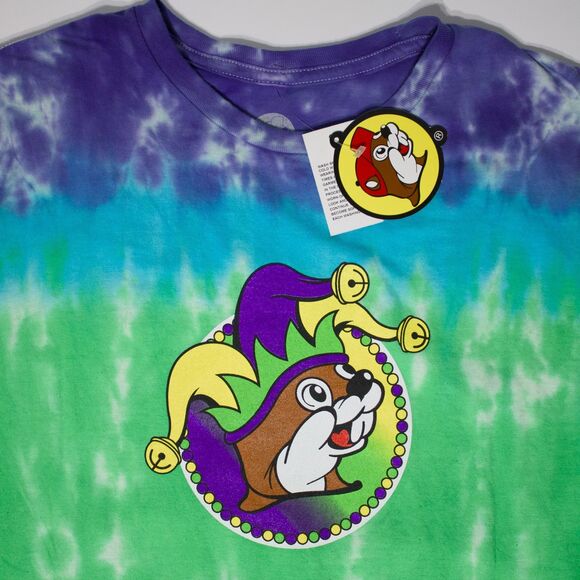 NWT Buc-ee’s Peace Love & Mardi Gras Tie Dye Double Sided T-Shirt Size Med. (B5) - Picture 6 of 10